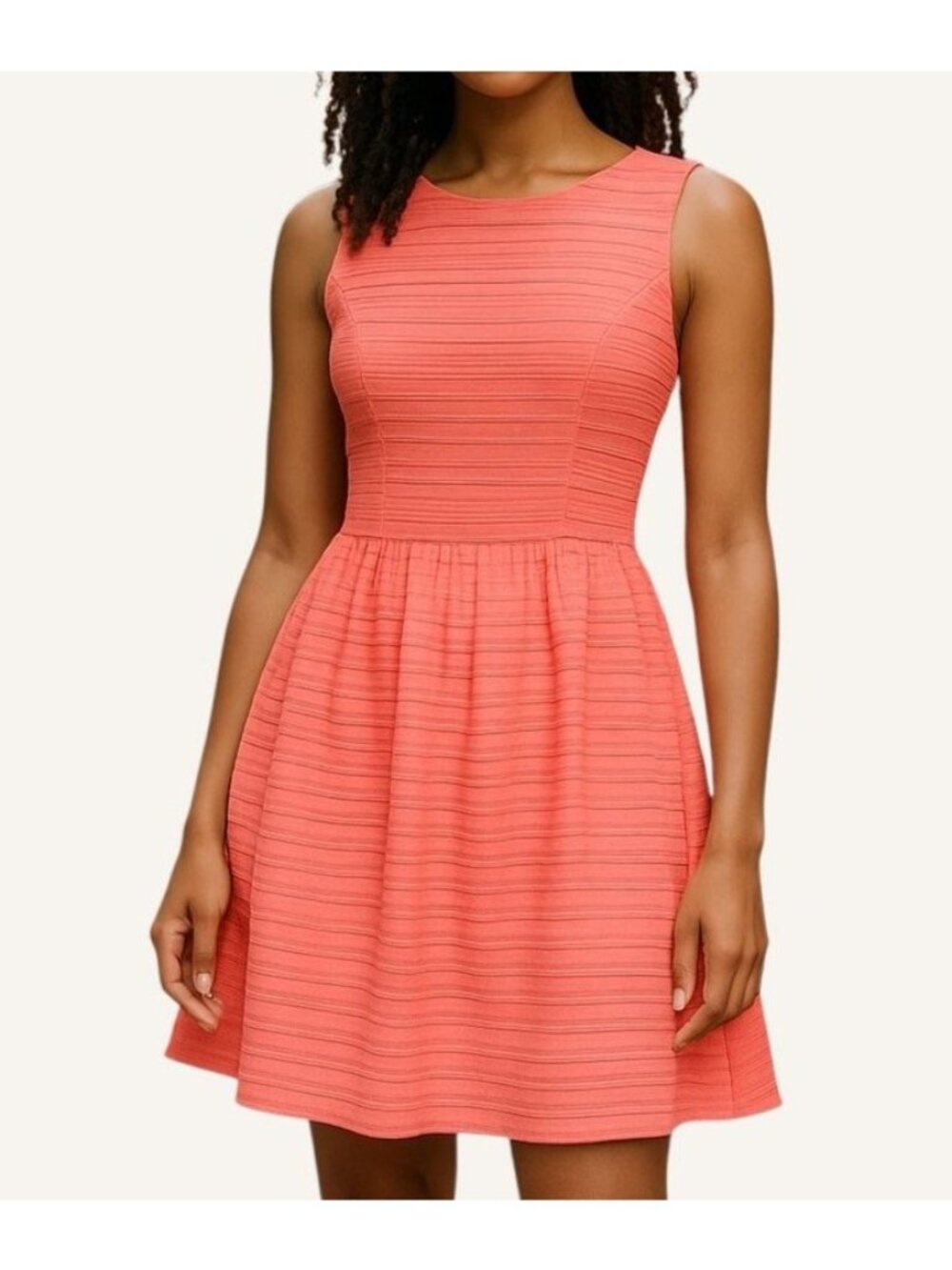Lilly Pulitzer Coral Fit & Flare Mini Dress S Textured Stripe EUC Party Summer